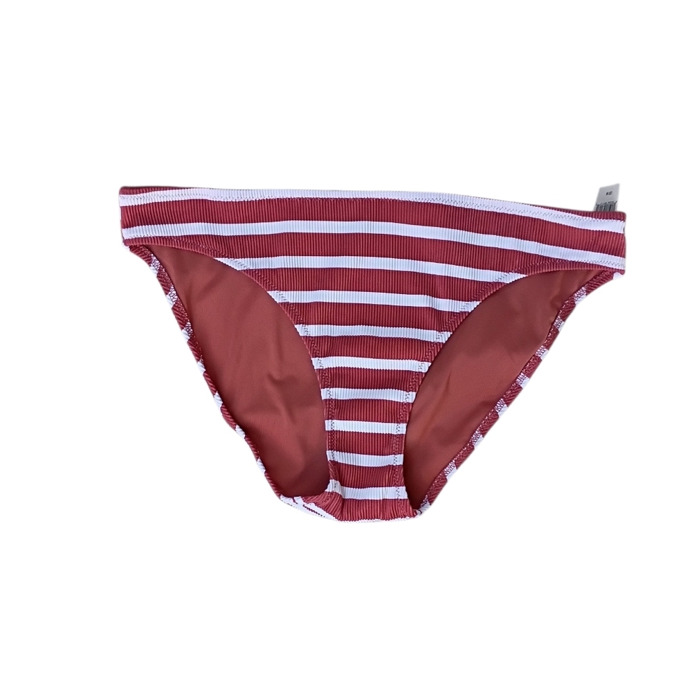 aerie Camel Tan & White Striped Bikini Bottom sz M NEW